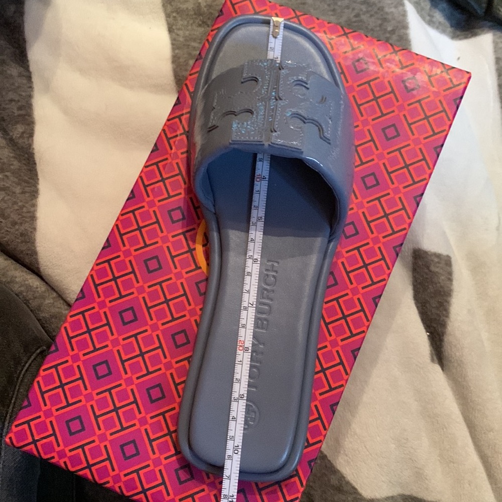 Tory Burch Double T Logo Flat Slide Sandals - Picture 7 of 9